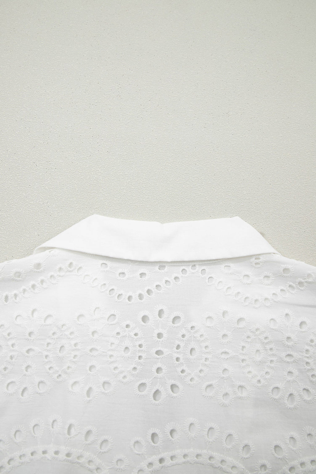 White Solid Color Eyelet Embroidered T Shirt Mini Dress