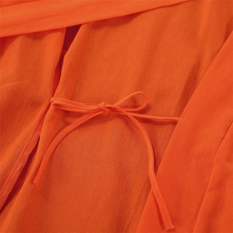 Flowy Cotton Linen Long Pajamas for Women in Solid Colors