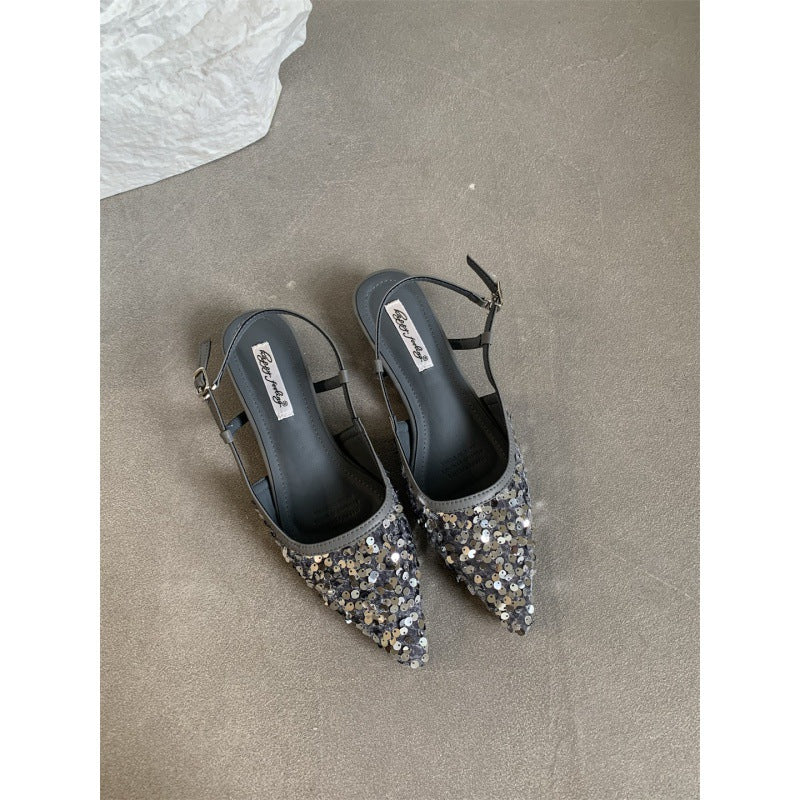 Women's Sequin Pointed-Toe Pumps | Elegant French-Style Heels