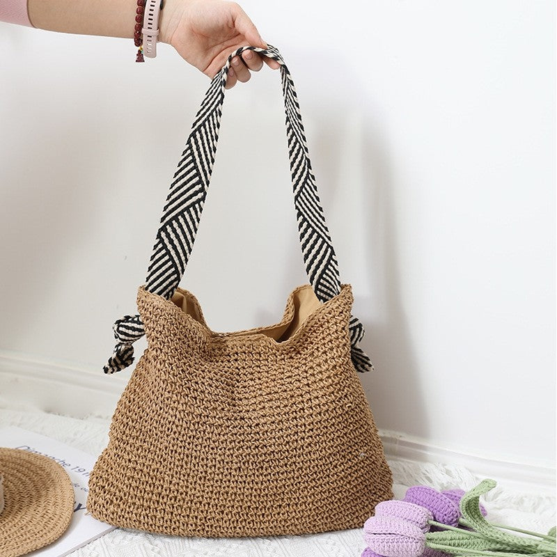 Straw Woven Beach Bag in Solid Color