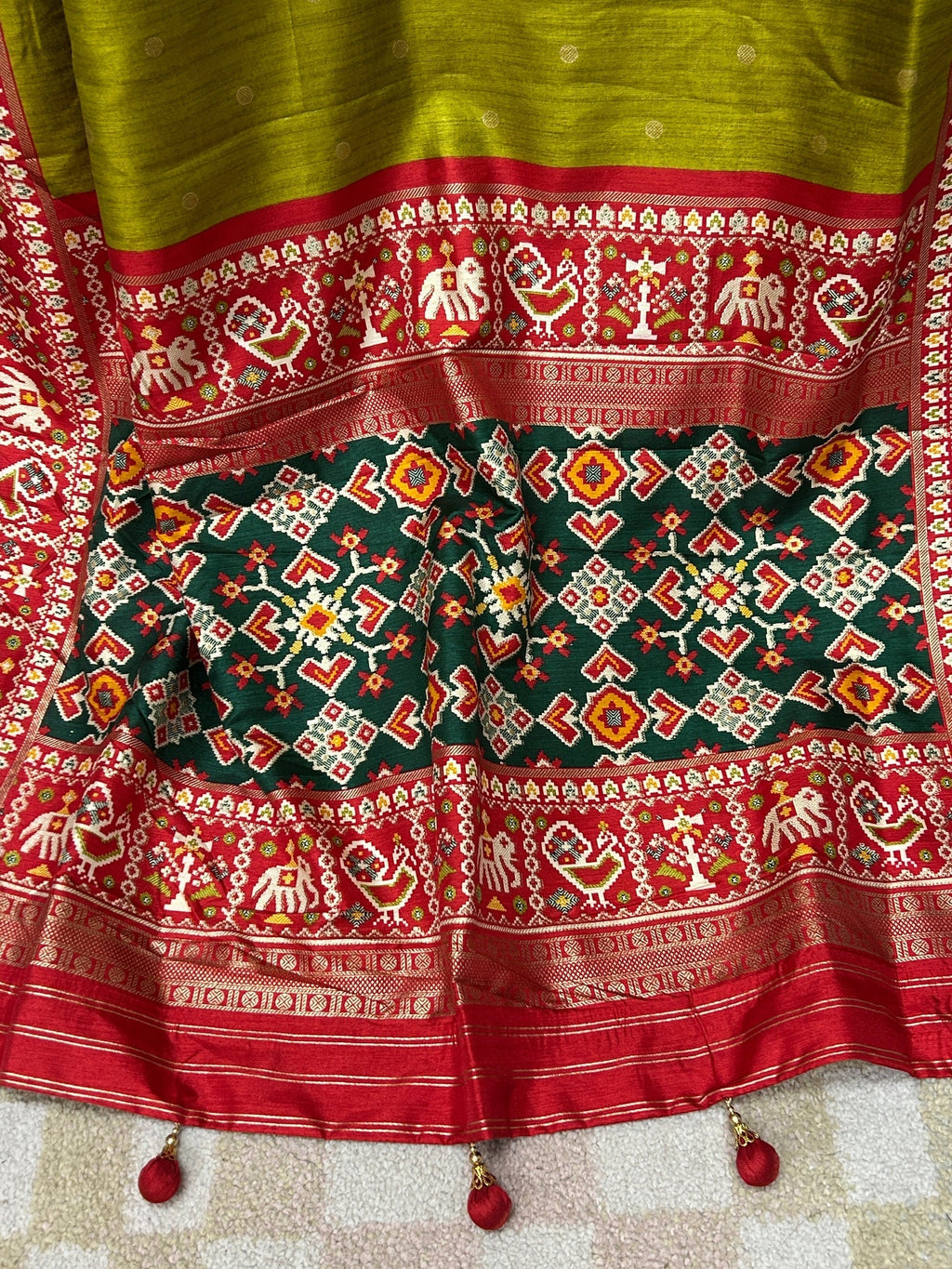 Patola print saree : henna green