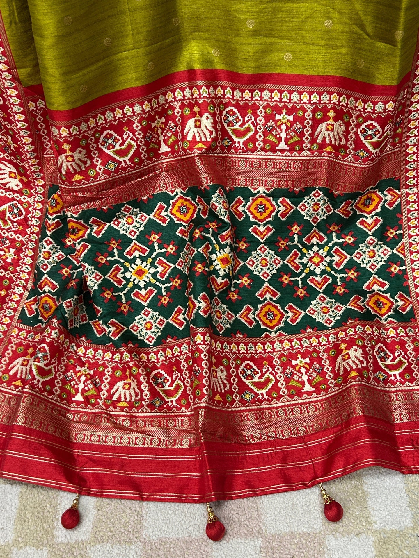 Patola print saree : henna green