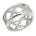Rhodium Brass Ring with AAA Grade CZ  in Clear Size 5