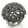 Ruthenium Brass Ring with AAA Grade CZ  in Jet Size 9