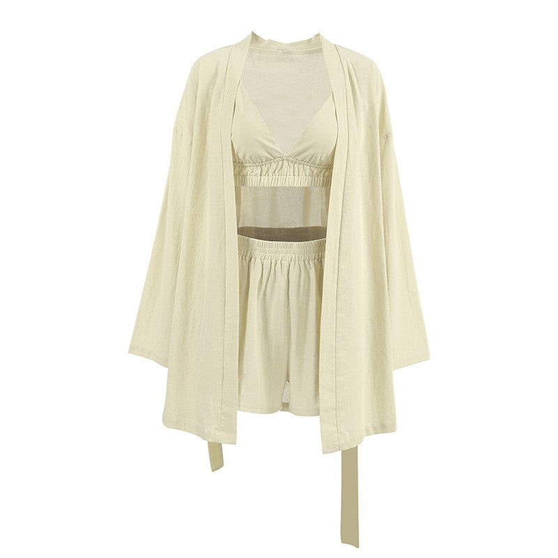 Solid Color Long Sleeve Pajama Set