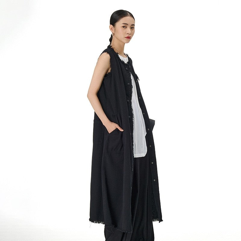 Long Sleeveless Cardigan Vest Dress