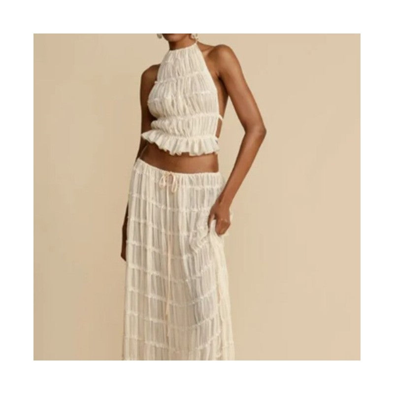 Strappy Backless Crop Top and Skirt Co-ord Set