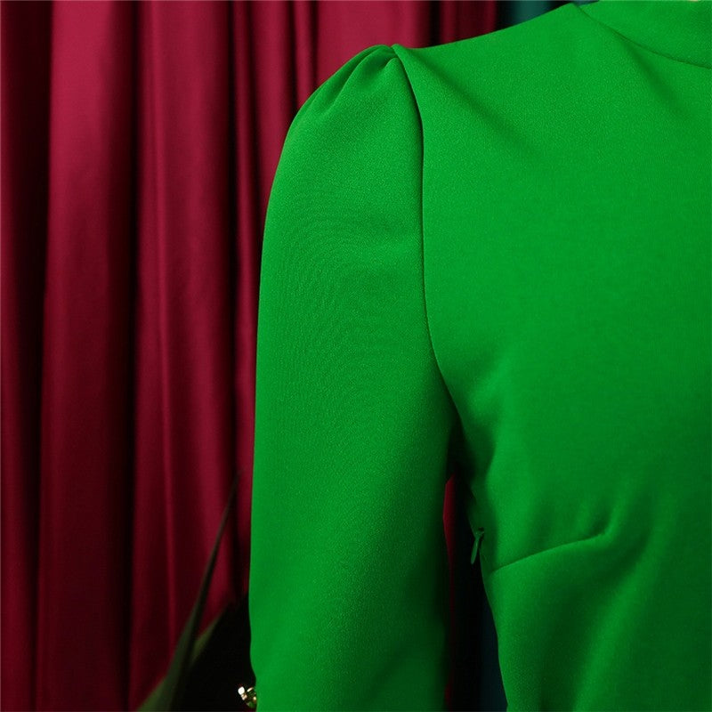 Solid Color Pleated Button Front Dress