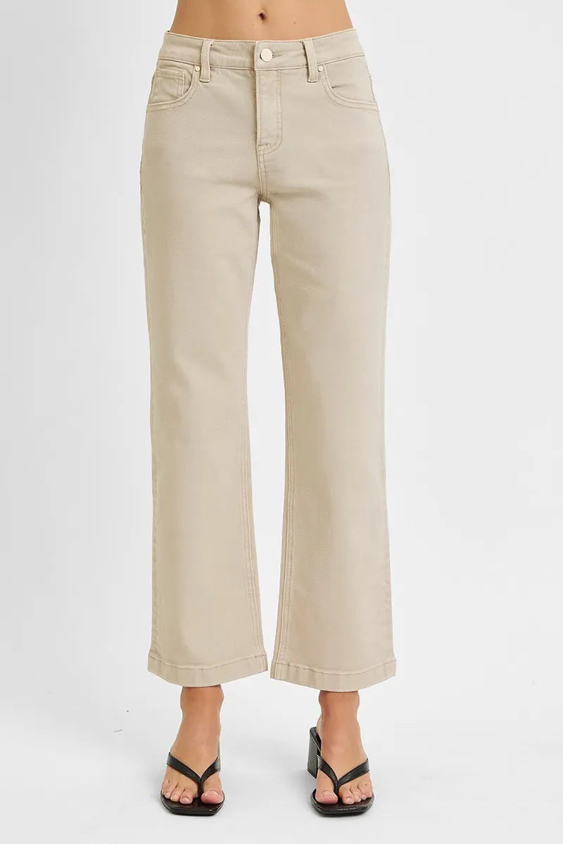Full Size Tummy Control Mid Rise Ankle Straight Jeans Plus Size