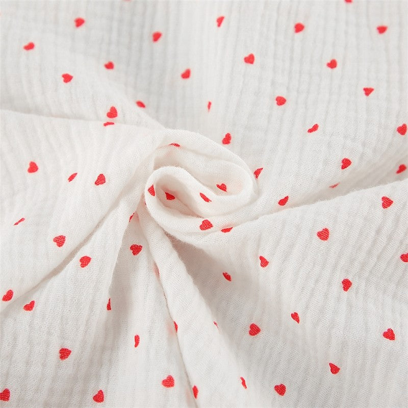 Heart Print White Thin Strap Nightgown