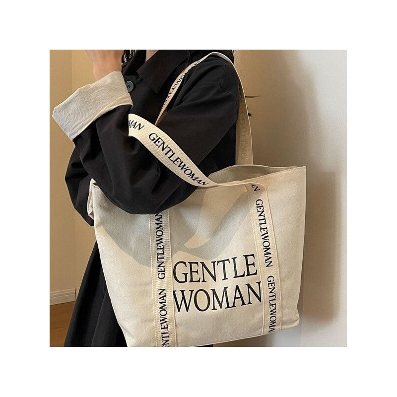 Chic Canvas Tote with Oversized Letter Print
