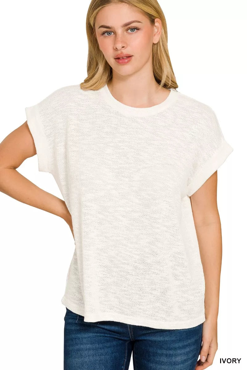 Hacci Slub Rolled Up Sleeve Tee