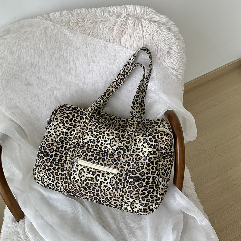 Leopard Print Canvas Women's Shoulder Bag – Streetwear Everyday Tote