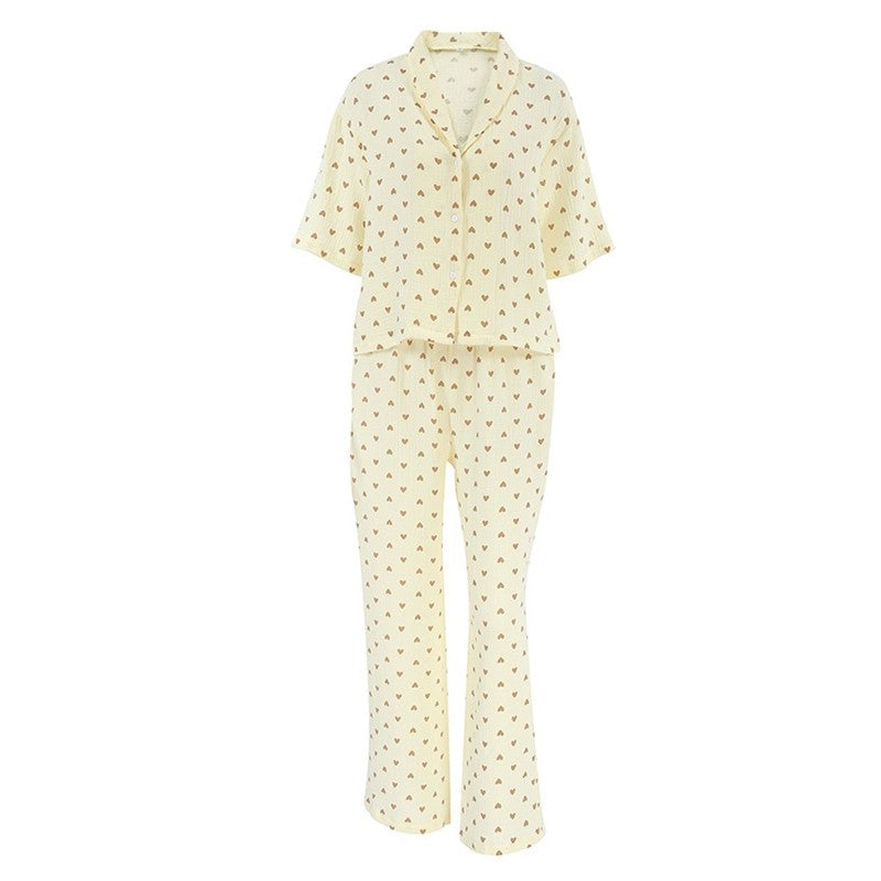 Patterned Long-Sleeve Lounge Pants Pajama Ensemble