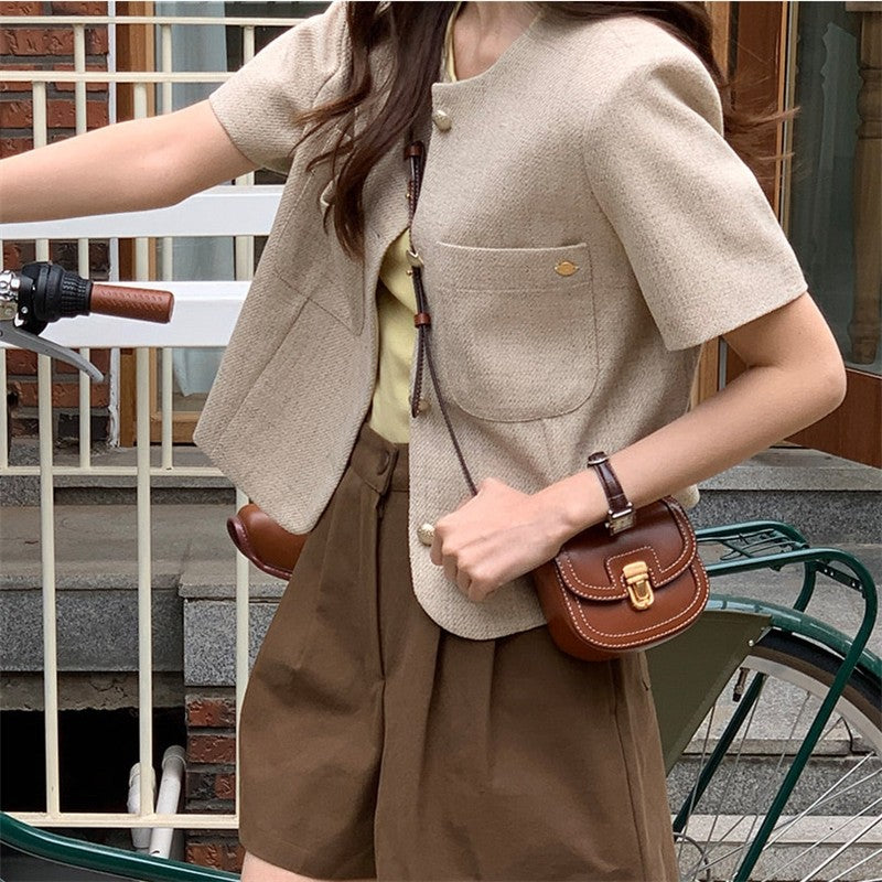 Stylish Solid Color Single-Breasted Blouse