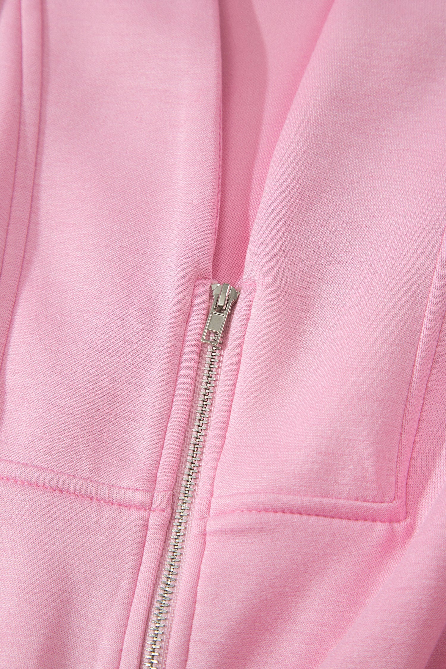 Pink V Neck Sleeveless Double Zip Shift Midi Dress