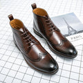Premium Brown Winter Boots for Men - Waterproof Rubber Sole High-Top Boots
