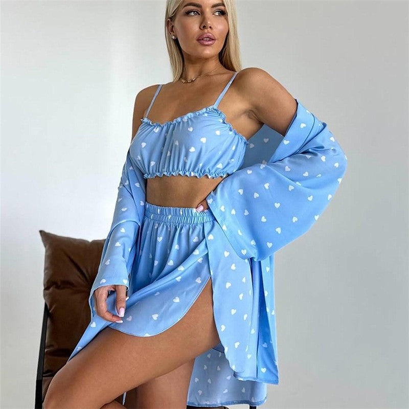 Cozy Sleepwear Set: Robe, Pyjamas, Underwear, and Shorts