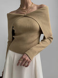 Long Sleeves Skinny Solid Color Lapel Knitted Hats Pullovers Sweater Tops