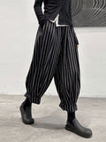 Harem Pants Loose High-Waisted Split-Joint Striped Patterns Pants Trousers