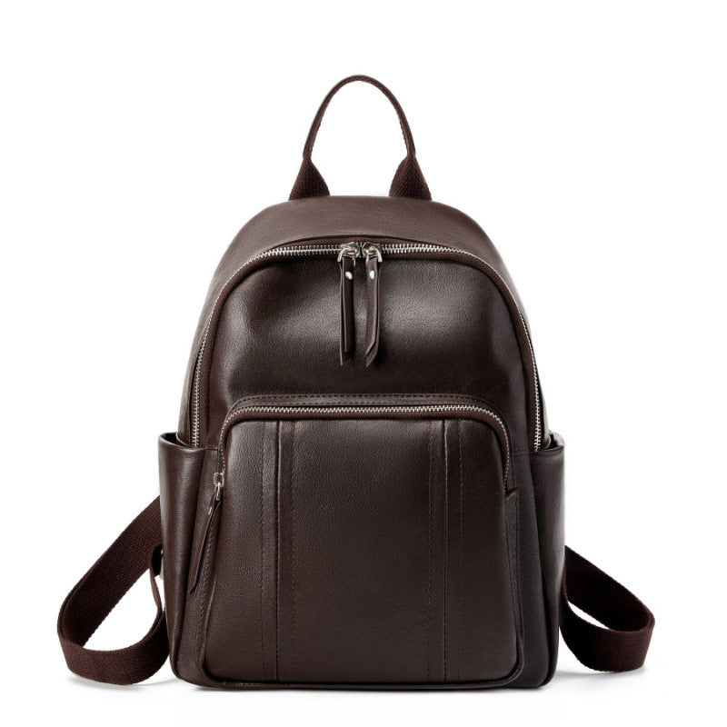 Women's Genuine Cowhide Leather Backpack - Large Capacity Travel Daypack | Coffee, Black, Brown