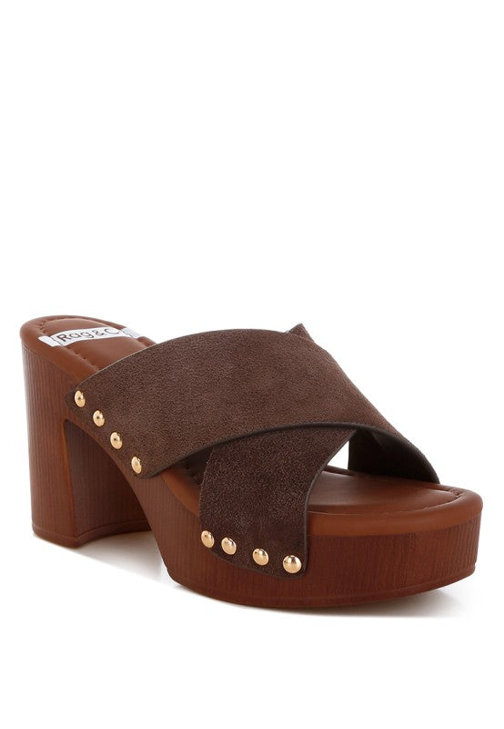 Mearsk Genuine Suede Leather Clogs