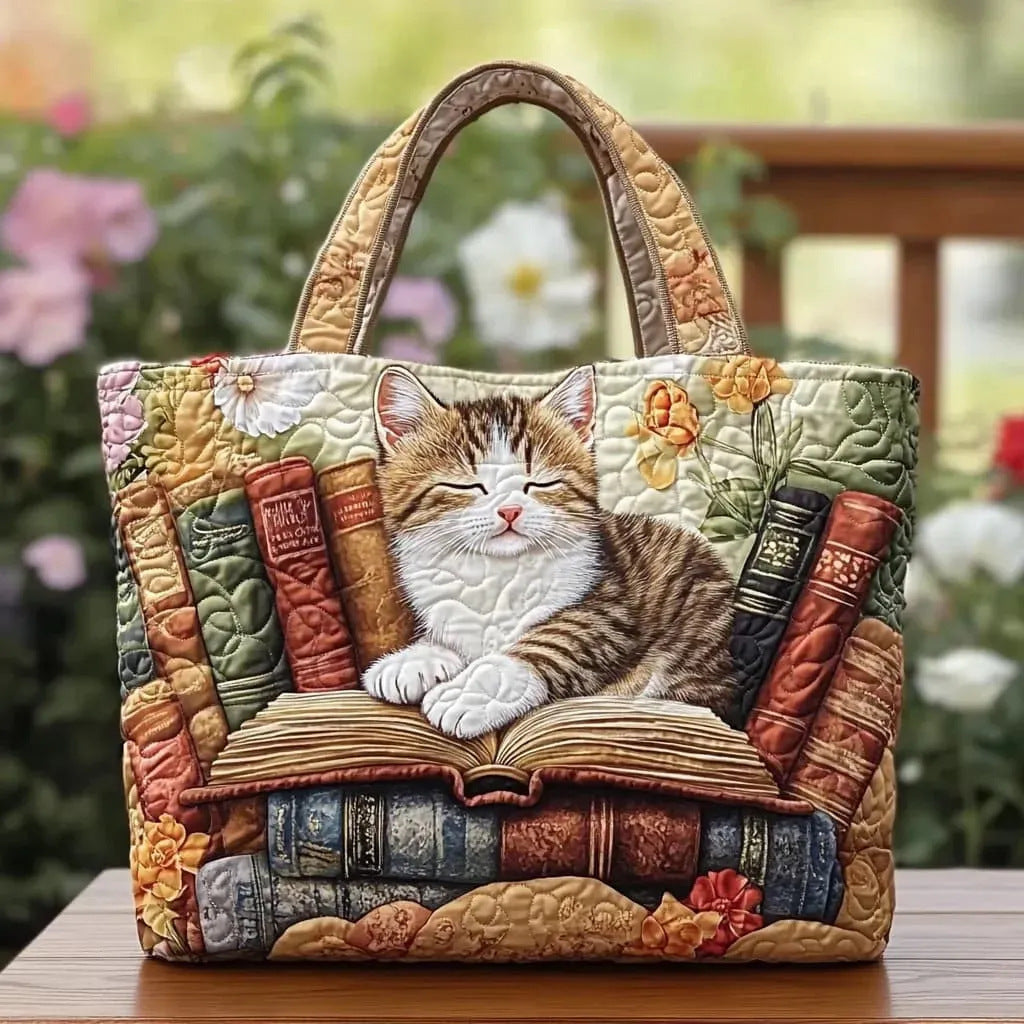 Quilted Digital Print Tote Bag - High Capacity Women's Shoulder Bag with Embroidery