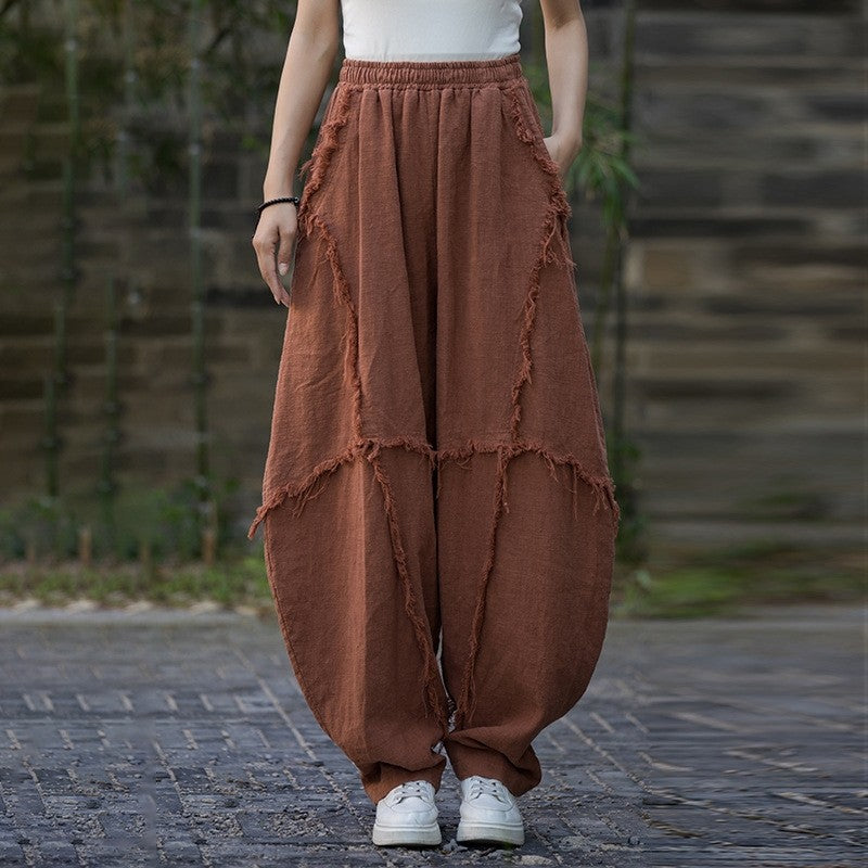 Lantern Pants For Casual Wear With Fuzzy Texture