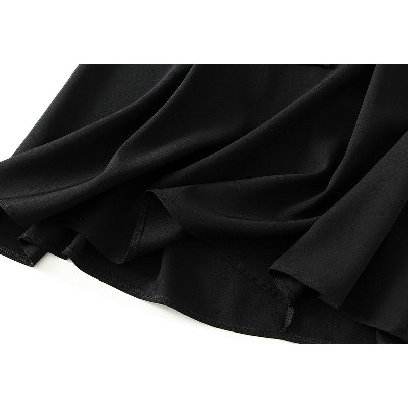 High-Waisted A-Line Skirt with Waist Tie in Solid Color