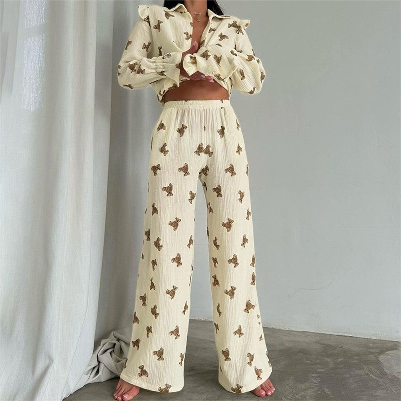 Relaxed Cotton Linen Long Sleeve Top and Pants Set