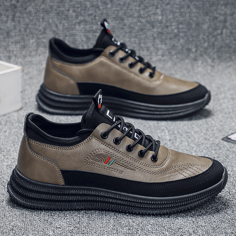 Men's Casual Sports Sneakers – Stylish PU Leather Round Toe Shoes