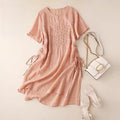 Relaxed Fit Short Sleeve T-Shirt with Waist Tie
