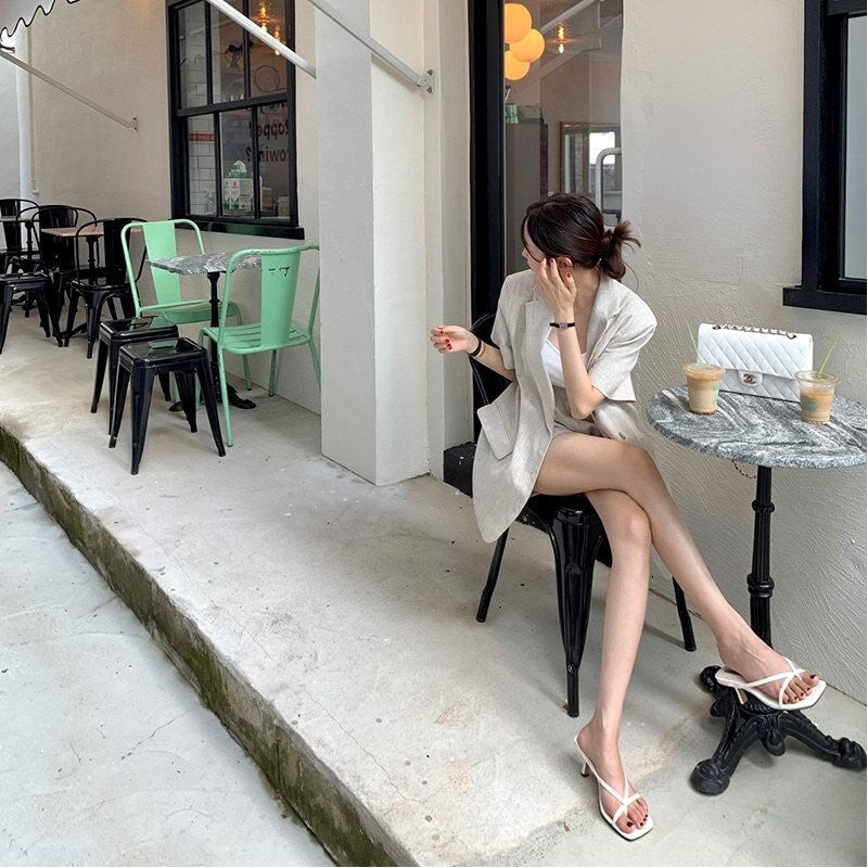 Solid Color Short Sleeve Suit Jacket and Shorts Set