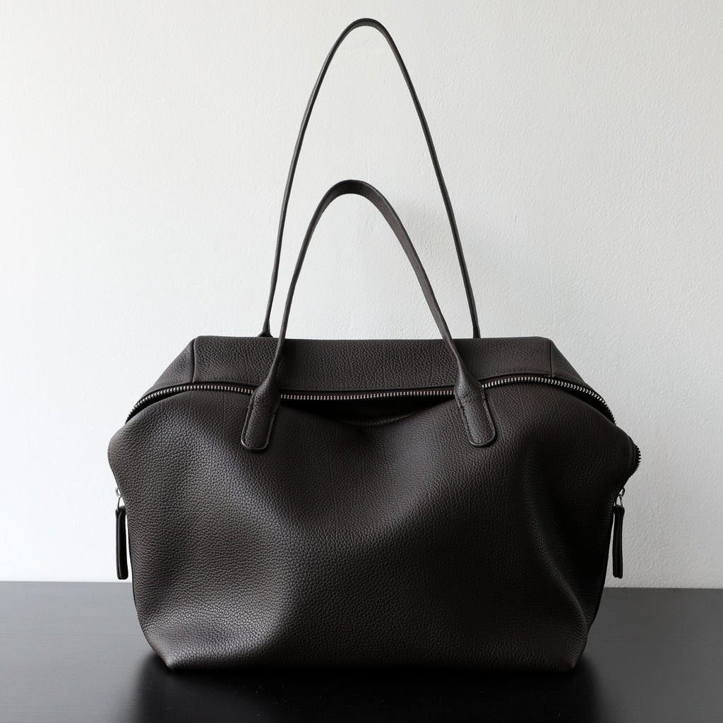 Women's Genuine Leather Shoulder Bag – Full-Grain Cowhide Handbag with Zipper & Card Holder