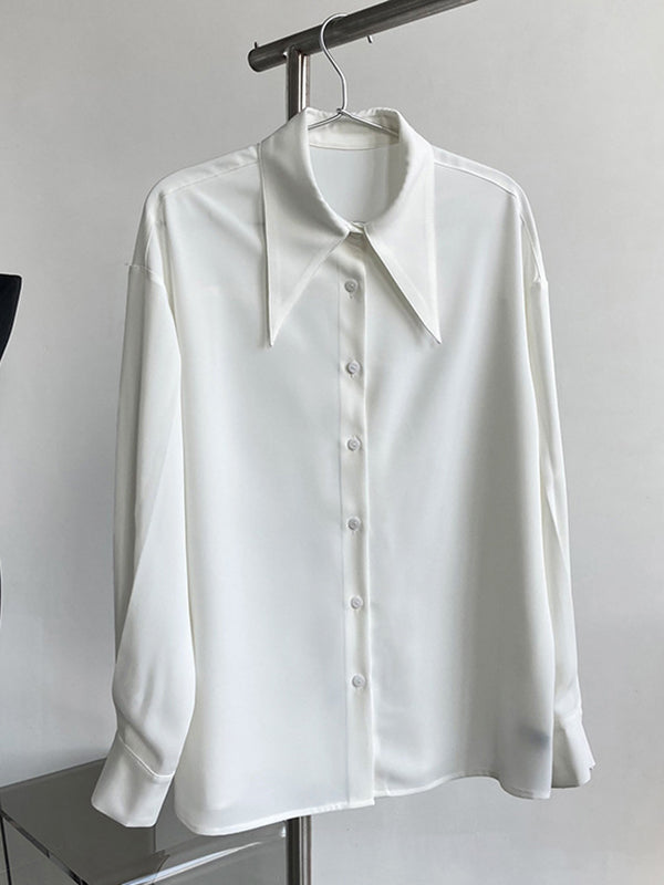 Stylish 3 Colors Solid Color Long Sleeves Blouse