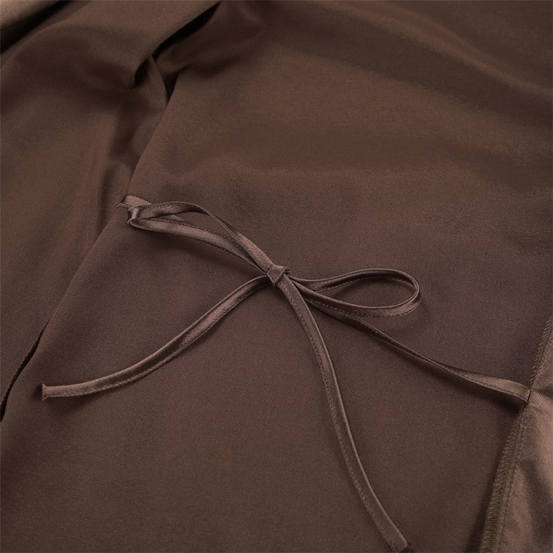 Long Sleeve Tie-Waist Robe with Side Slits