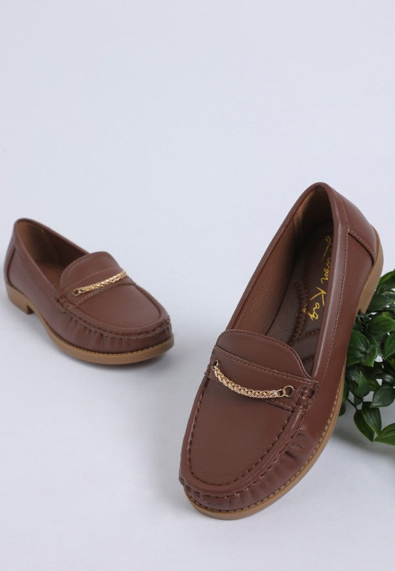 Nemunk Metallic Chain Detail Loafers