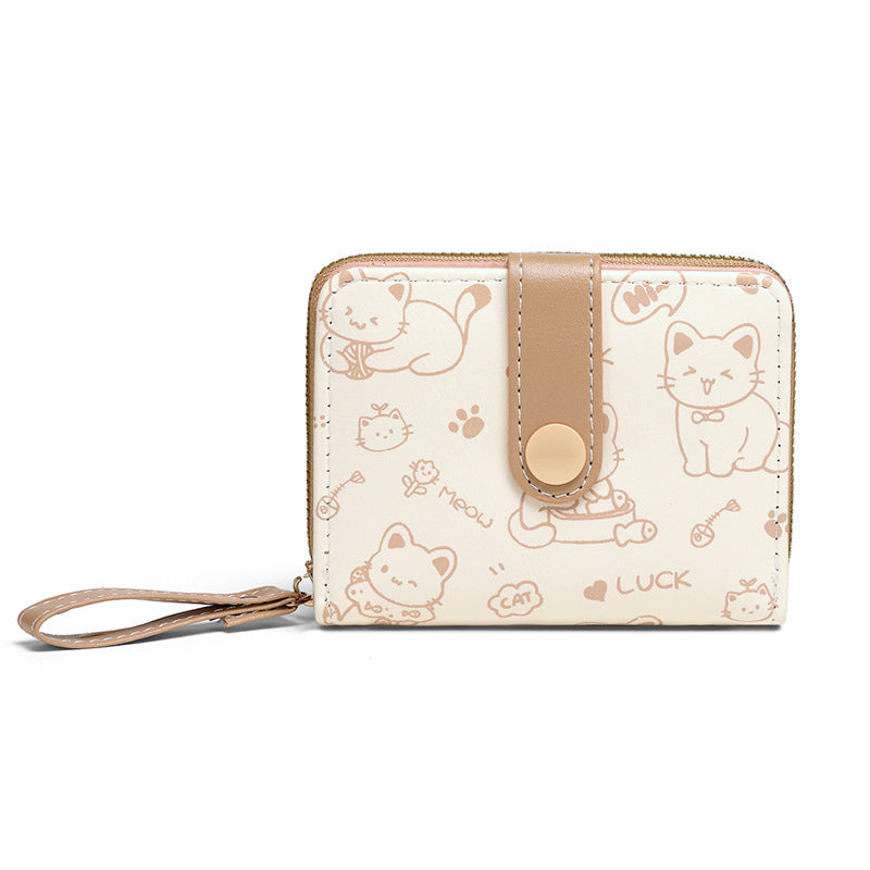 Japanese-Style Women's Clutch Wallet - Fresh Sweet PU Leather Compact Wallet