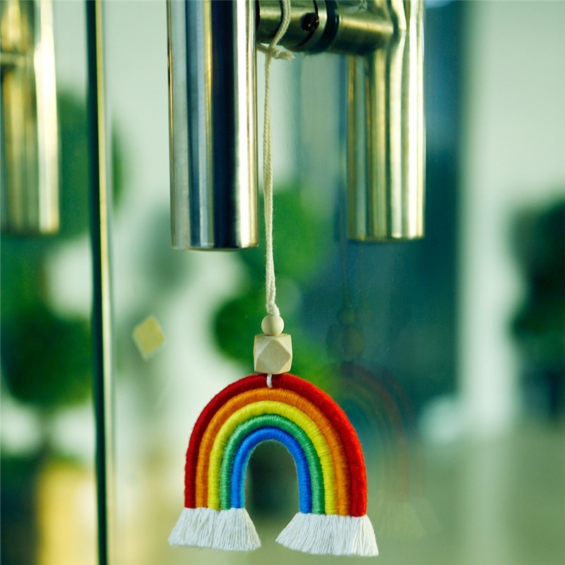 Colorful Handmade Crocheted Rainbow Car Hanging Decorations
