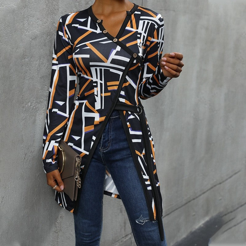 Geometric Split Long Sleeve Tee