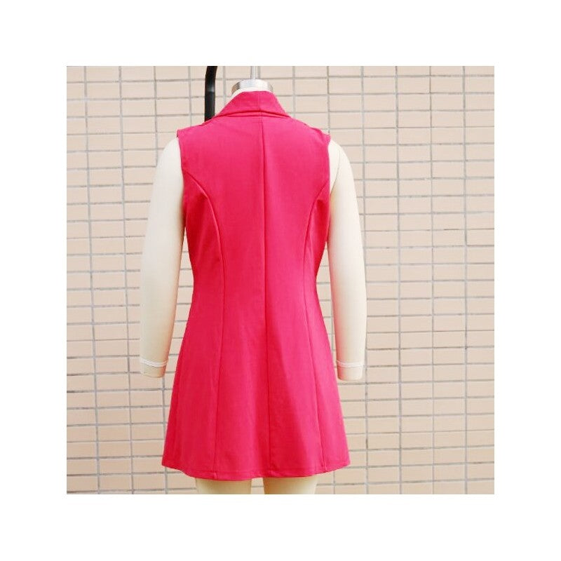 Open Front Sleeveless Longline Vest Suit Jacket