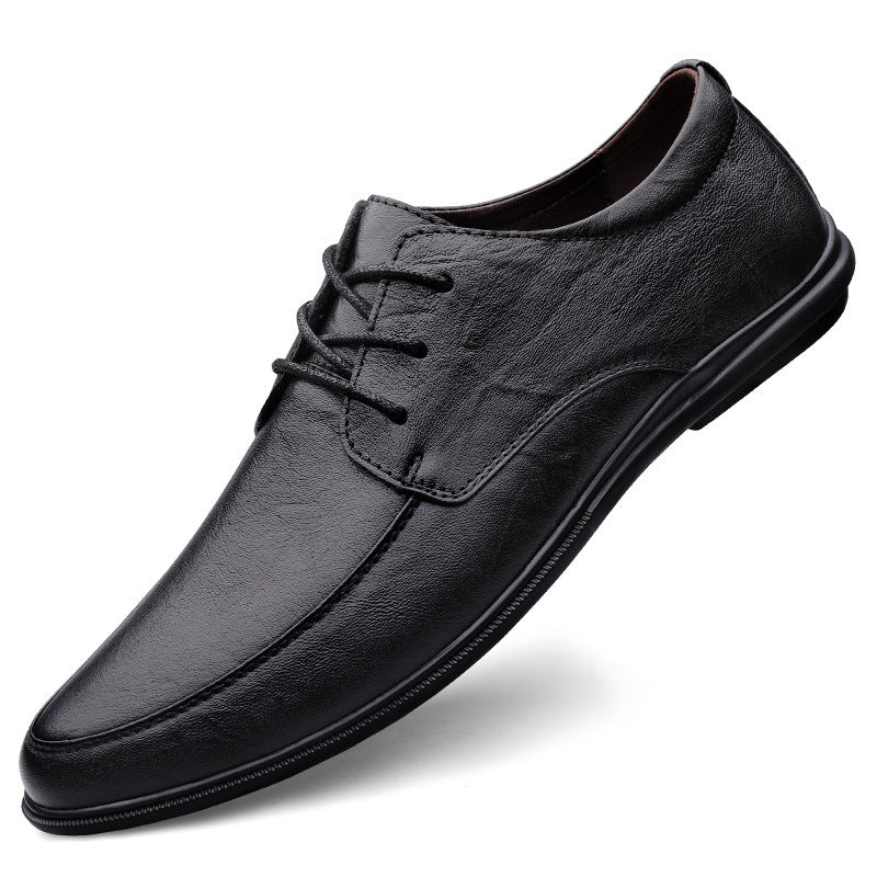 Men's Casual Leather Shoes – Lace-Up Round Toe Soft Sole Comfort Loafer | Black, Coffee, Tan