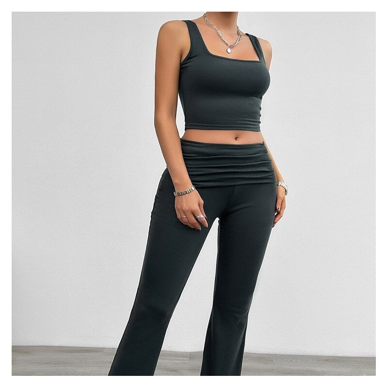 Sleek Sleeveless Crop Top and Leggings Matching Set
