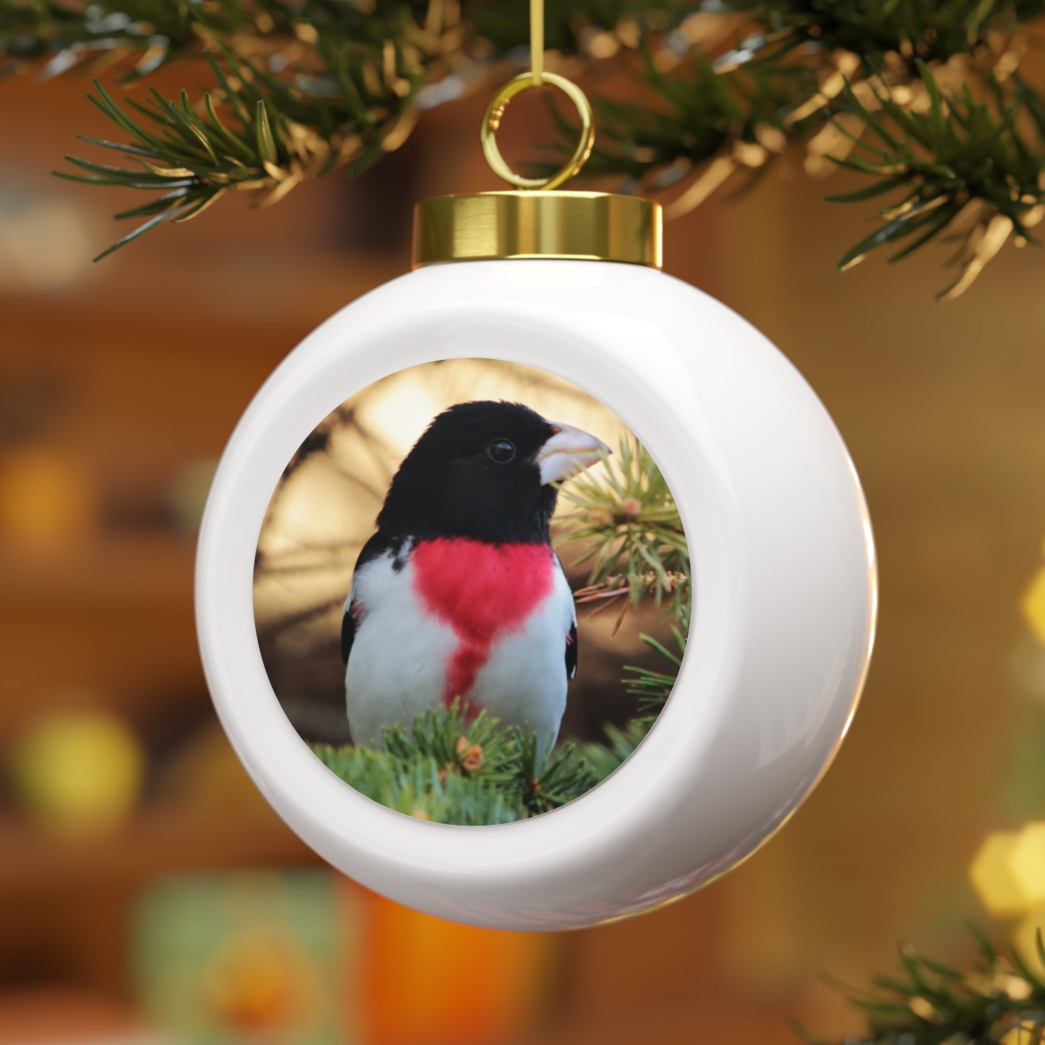 Rose-breasted Grosbeak - Christmas Ball Ornament