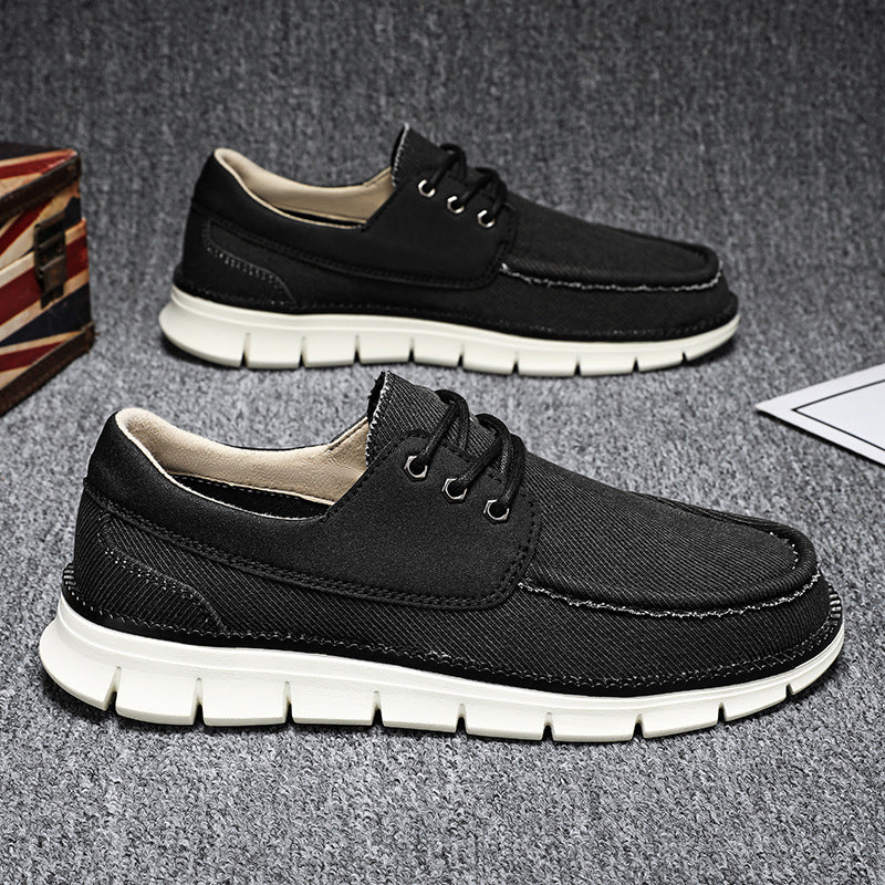 Men's Breathable Canvas Casual Shoes - Lightweight Lace-Up Sneakers for Everyday Wear