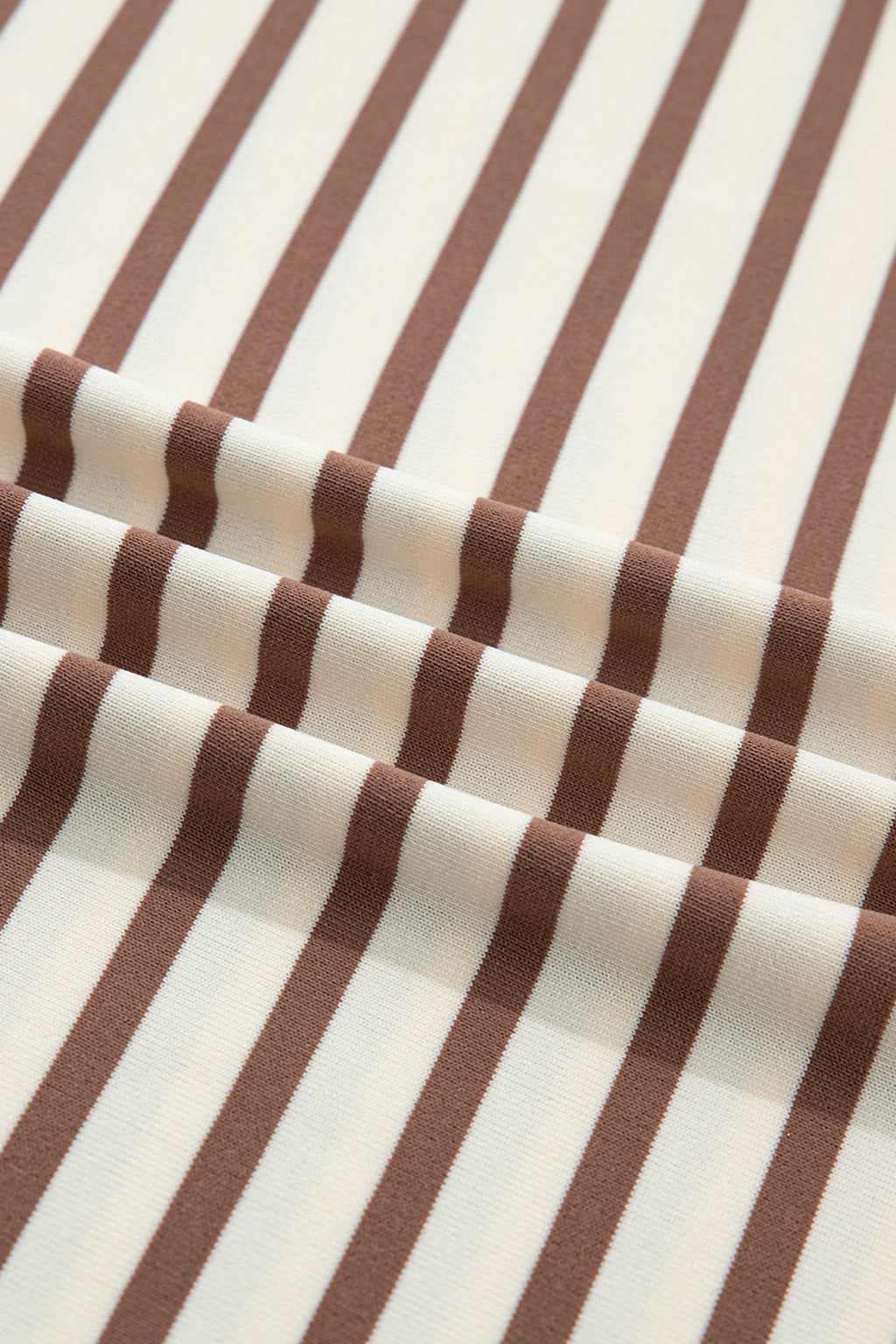 Khaki Stripe Half Buttons Round Neck T Shirt