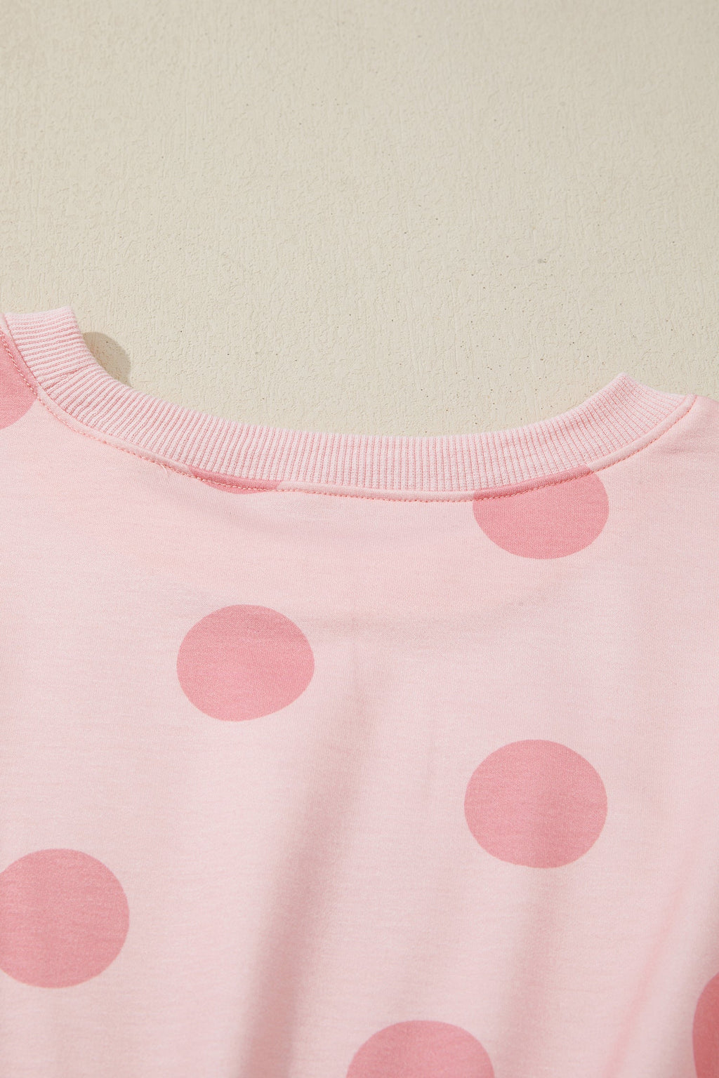 Pink Polka Dot Printed Long Sleeve Flared Mini Dress