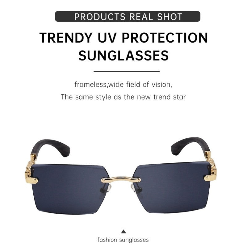 Fashion Retro Frameless UV400 Sun Protection Outdoor Sunglasses