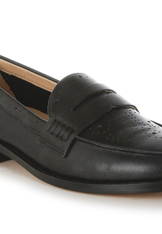 Clotilda Perforated Low Heel Loafers