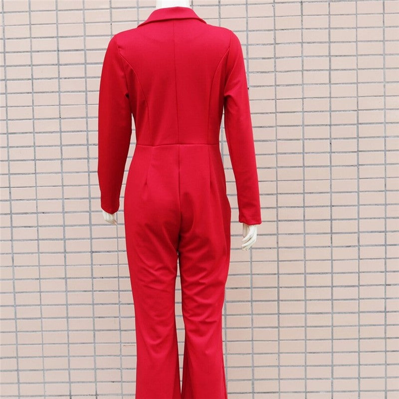 Tailored Solid Color Jumpsuit for a Sleek and Stylish Look